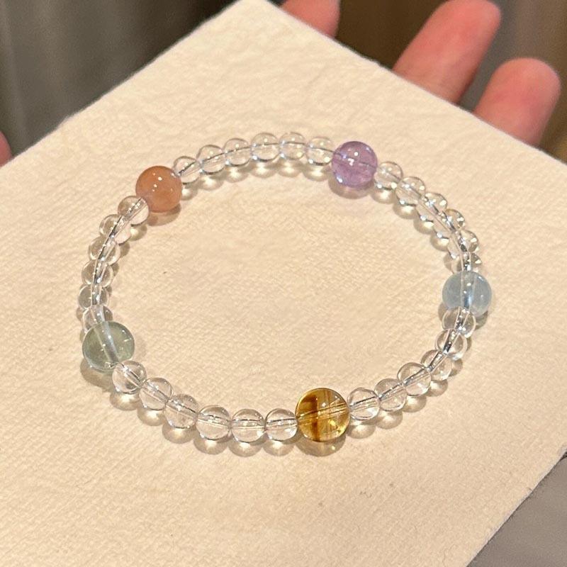 Sun stone amethyst beaded bracelet simple design crystal bracelet high-end fashion versatile jewelry