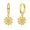 Women Fashion Sweet Daisy Design Inlaid Zircon Gold Plated Huggie Hoop Earrings