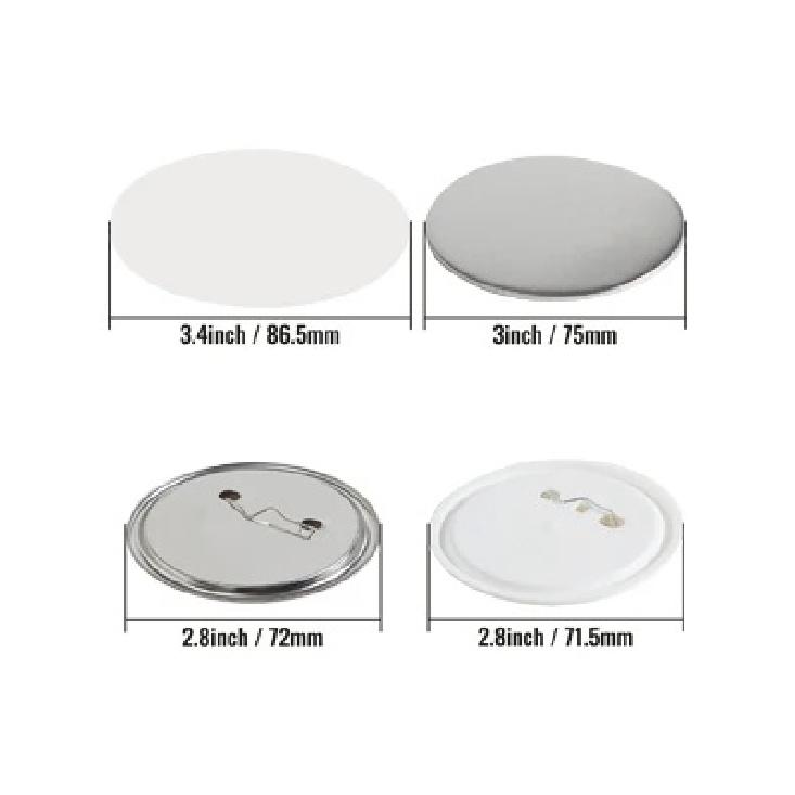 SucceBuy 25/32/58/75mm Button-Abzeichen-Teile Zubehör für Button-Maschine 200/500 Sets Metall und Kunststoff Anstecknadeln