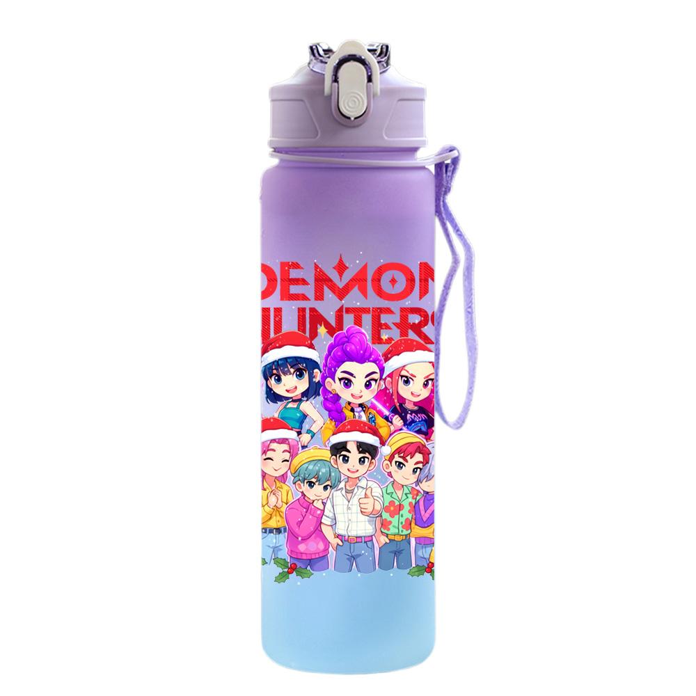 750Ml Water Bottle Christmas K-Pop Demon Hunters Printed Large Capacity Drinking Cup Portable Outdoor Sports Water Cup Children Kid Gift