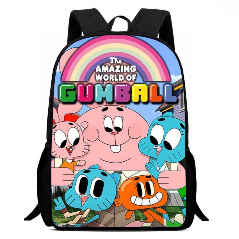 Gumball Cartoon Kids School Backpack Elementary Students Lightweight Spine-Protective Breathable Oxford Fabric Bag With Fun