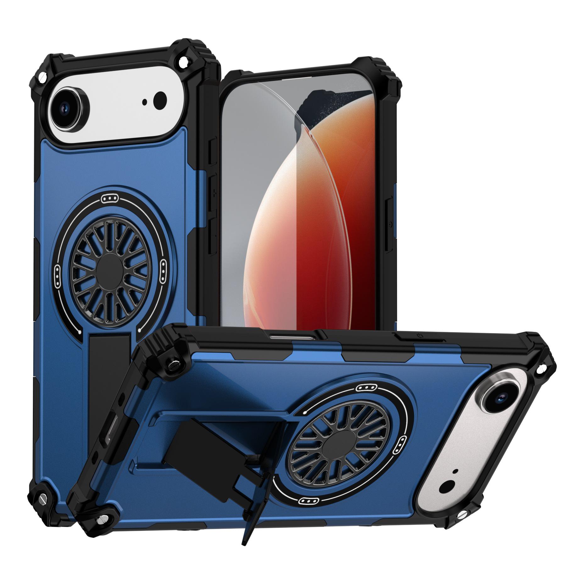 Premium Guardian Magnetic Charging Stand Case for Apple 17 Air 12 Pro Max темно-синий
