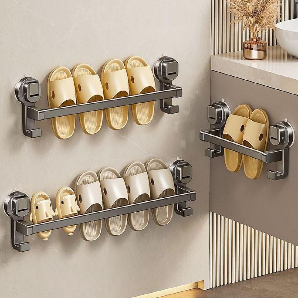 with Hook Suction Cup Towel Pole Punching Free Towel Storage Hanger Bathroom Towel Rack  Hotel