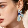 Fresh Sweet Gradient Color Drip Oil Flowers Earrings for Women Ladies Personalized Exaggerated Drop Earrings Jewelry Accessories