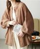 Day single spring and summer commute leisure vacation style loose and thin large size perspective long-sleeved shirt solid color shirt women