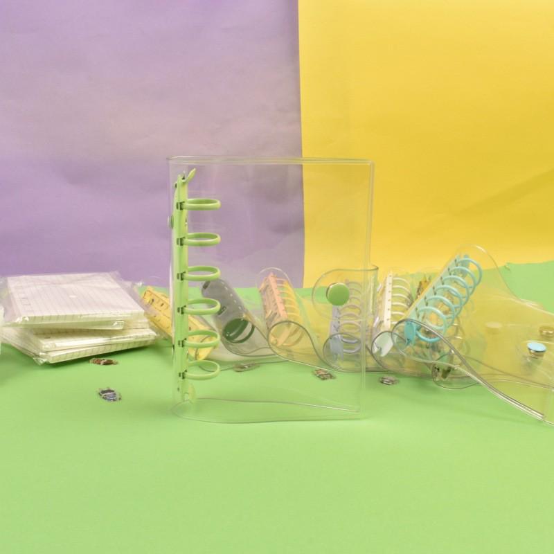 Transparent PVC A5 Planner Cover with Refillable Binder & Zipper Bag