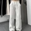 Autumn and winter sweatpants fleece sweater pants women's wide-leg pants loose high-waisted sports straight pants warm and casual