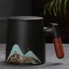 Ceramic Tea Separation Mug with Wooden Handle