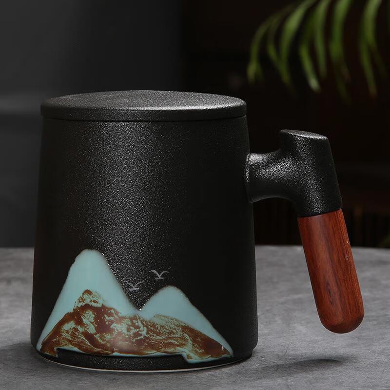 Ceramic Tea Separation Mug with Wooden Handle