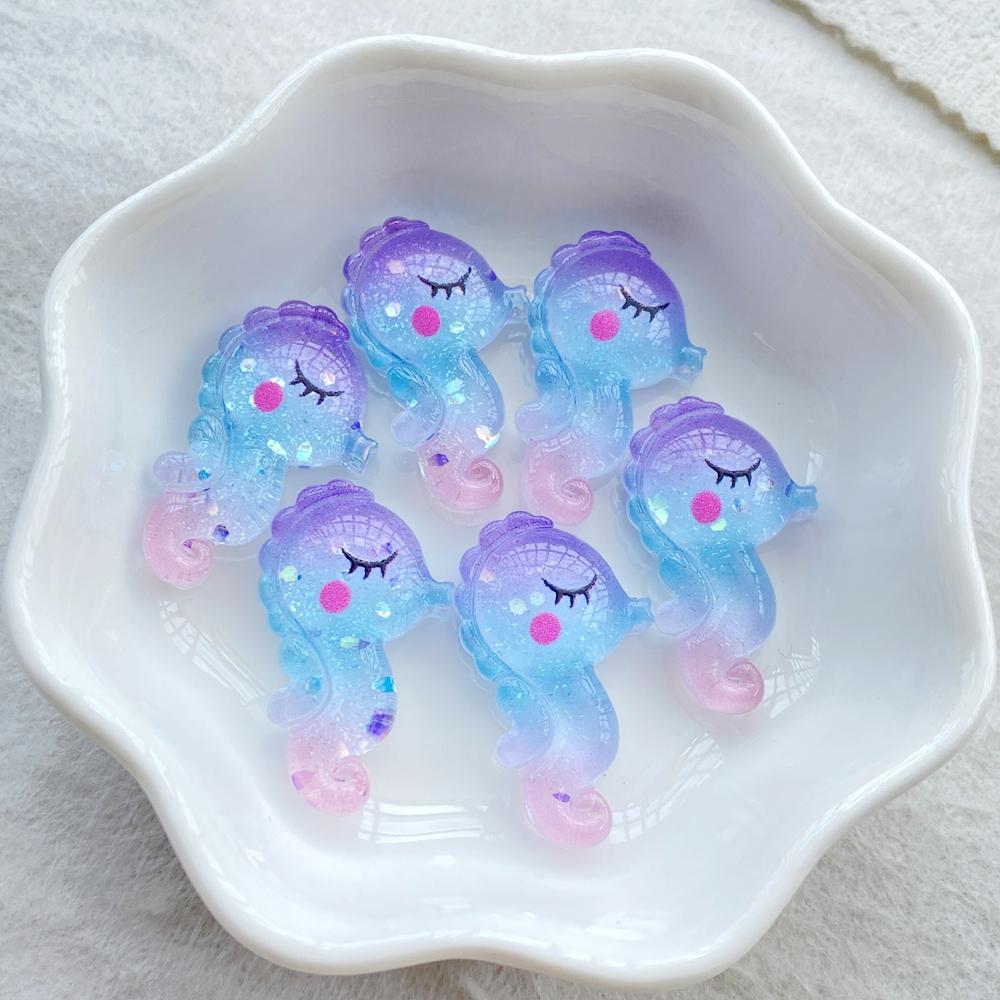 20Pcs Cute Resin Cartoon Shell, Starfish, small fish, seahorse, for Scrapbooking, Wedding Decor & DIY Jewelry Making Accessories