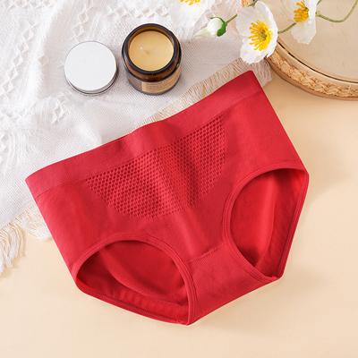 Pantaloni a triangolo da donna Vita media a nido d'ape con cavallo Mutandine antibatteriche Slip traspiranti Biancheria intima comoda