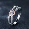 Simple Female White Zircon Stone Ring Rose Gold Silver Color Heart Engagement Bride Wedding  For Women