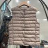 Gilet Imbottito in Piuma d'Anatra Bianco Leggero da Donna Senza Maniche Colletto a V Convertibile Gilet Imbottito Strato Interno Caldo Gilet Invernale