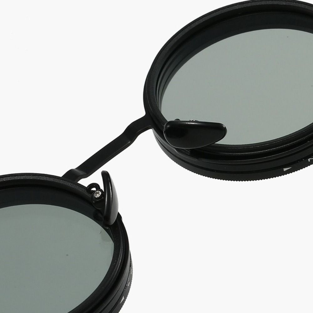 Round Polarized Sunglasses 9 Level Dimming Anti-UV Glasses Clarity Adjustable Sunglasses  Cycling