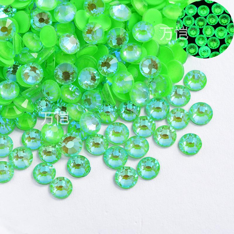 Nail Art Luminous Flat Bottom Diamond Glass Crystal Fluorescent Diamond Diy Rhinestone Nail Jewelry Accessories