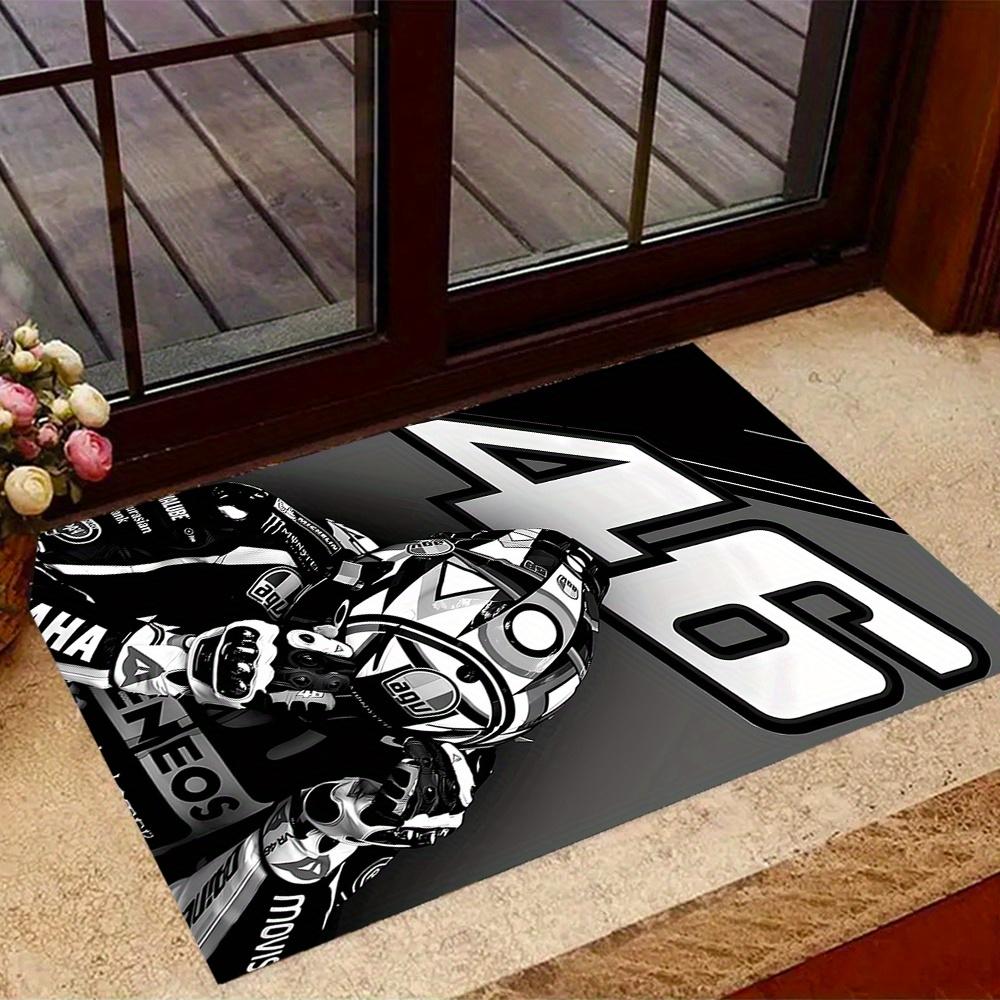 Motorcycle Racer With Agv Helmet Premium Crystal Velvet Area Classic Design Nonslip Durable Polyester Area Rug For Bedroom Playroom Living Room Or