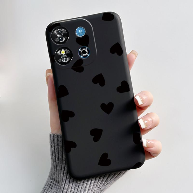 For Oukitel C57S C57 Pro Plus Ultra Case BLU J12 Back Cover Cute Love Heart Rabbit Black TPU Soft Silicone Protective Phone Case