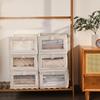 4pcs Breathable Beige Linen Storage Boxes with Clear Window Foldable Closet Organizers for Clothing Sheets and Toy