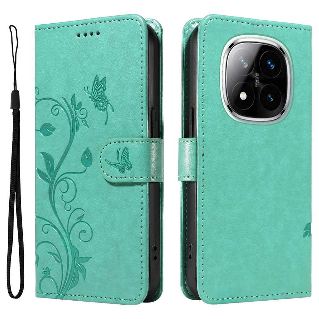 For Xiaomi Redmi Note 14 Pro+ 5G/Note 14 Pro 5G/Poco X7 5G PU Leather Cases Flower Pattern Wallet Stand Phone Cover with Strap