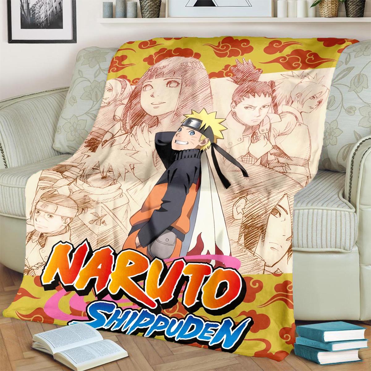 Anime-Naruto Print Blanket Warm Comfortable Flannel Blanket for Bedrooms, Sofas, Beds, Chairs, Picnics, Travel -LXR46 75x90cm