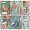 Vintage Sea Turtle Decor, Sea Snail, Metal Tin Sign, Nautical Beach Ocean Theme, Retro Seaside Underwater Summer Plates, WY283