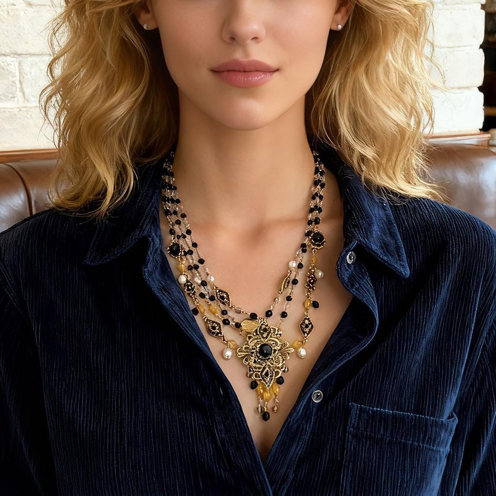 ZA cross-border exotic ethnic style can be worn twice, jewelry, alloy beaded fringed pendant, forehead chain, western style necklace.