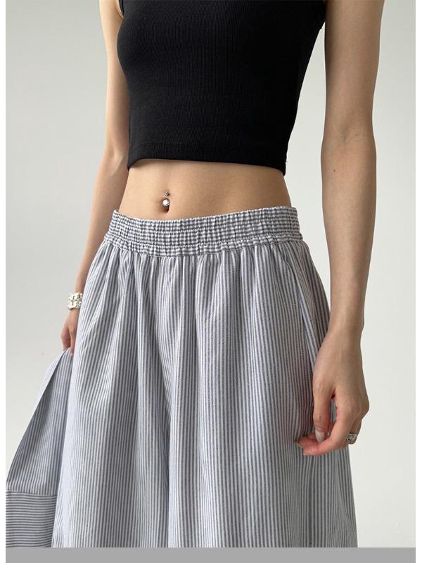 

Полосатые женские повседневные брюки с широкими штанинами и поясом - Новинка весна/осень 2025, свободный крой 2XL серый