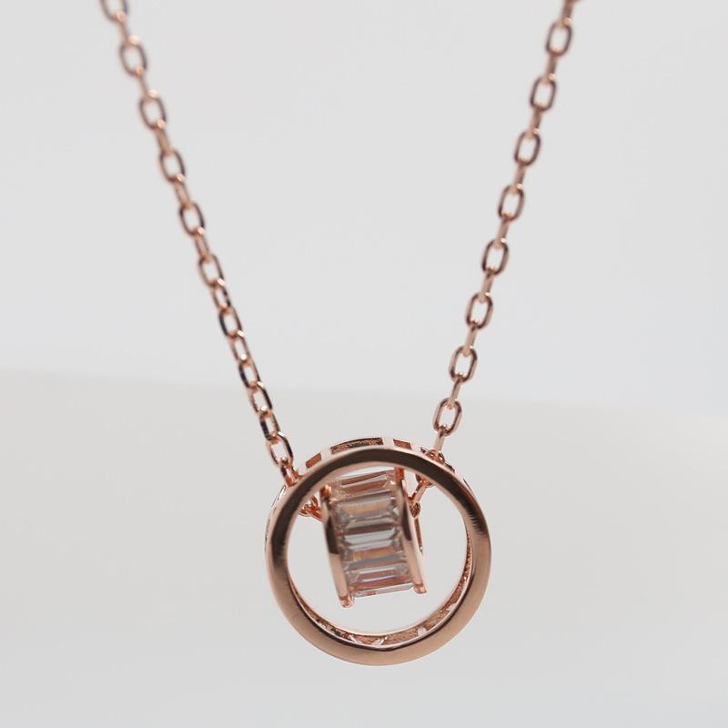 Mesh Diamond Double Ring Circle Necklace Double-layer Circle Shiny Clavicle Necklace Korean Version New Style