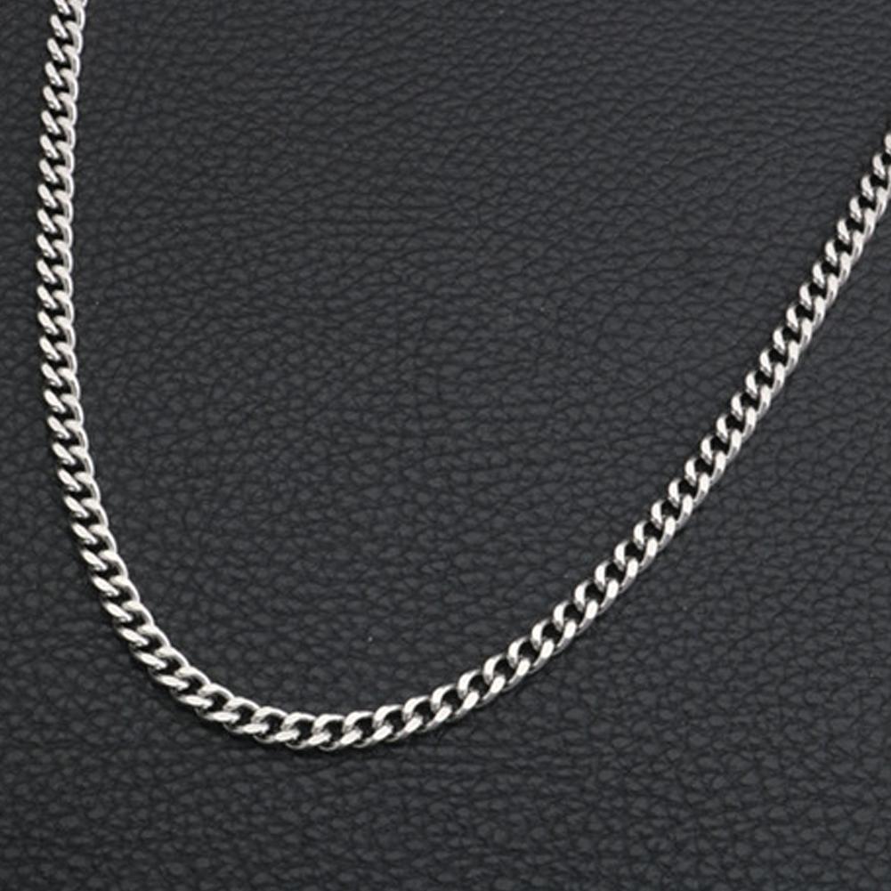 2mm Cuban Chain Necklace For Men Women Vintage Silver Plated Stainless Steel Curb Link Basic Punk Style Choker Collar