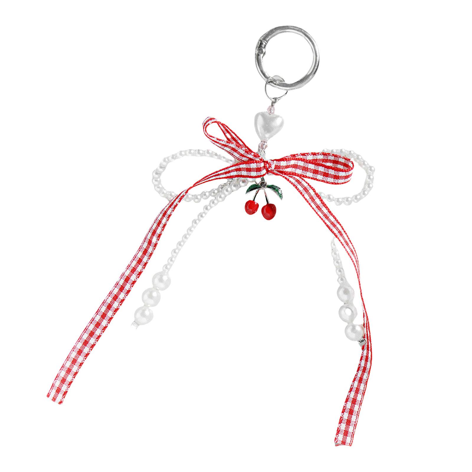 

Подвеска-бант из ленты с искусственным жемчугом, брелок с подвеской в виде банта, стильный брелок для ключей, кошелек, ювелирные изделия для женщин и девочек D