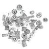 50pcs Antique Silver Flower Buttons Round Shape Engraved Buttons Metal Buttons  For DIY Projects