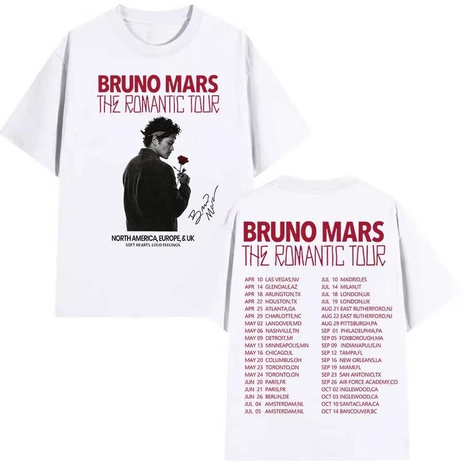 Bruno Mars The Romantic 2026 Tour T-shirt Men's Women's Summer Cotton Clothing Y2K Fashion Crew Neck Short Sleeve Top Streetwear