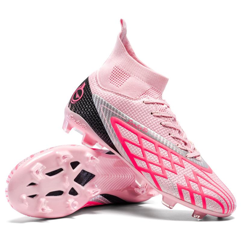 New high-top football shoes fly-woven tf broken nails youth artificial flat leather feet male and female students training shoes