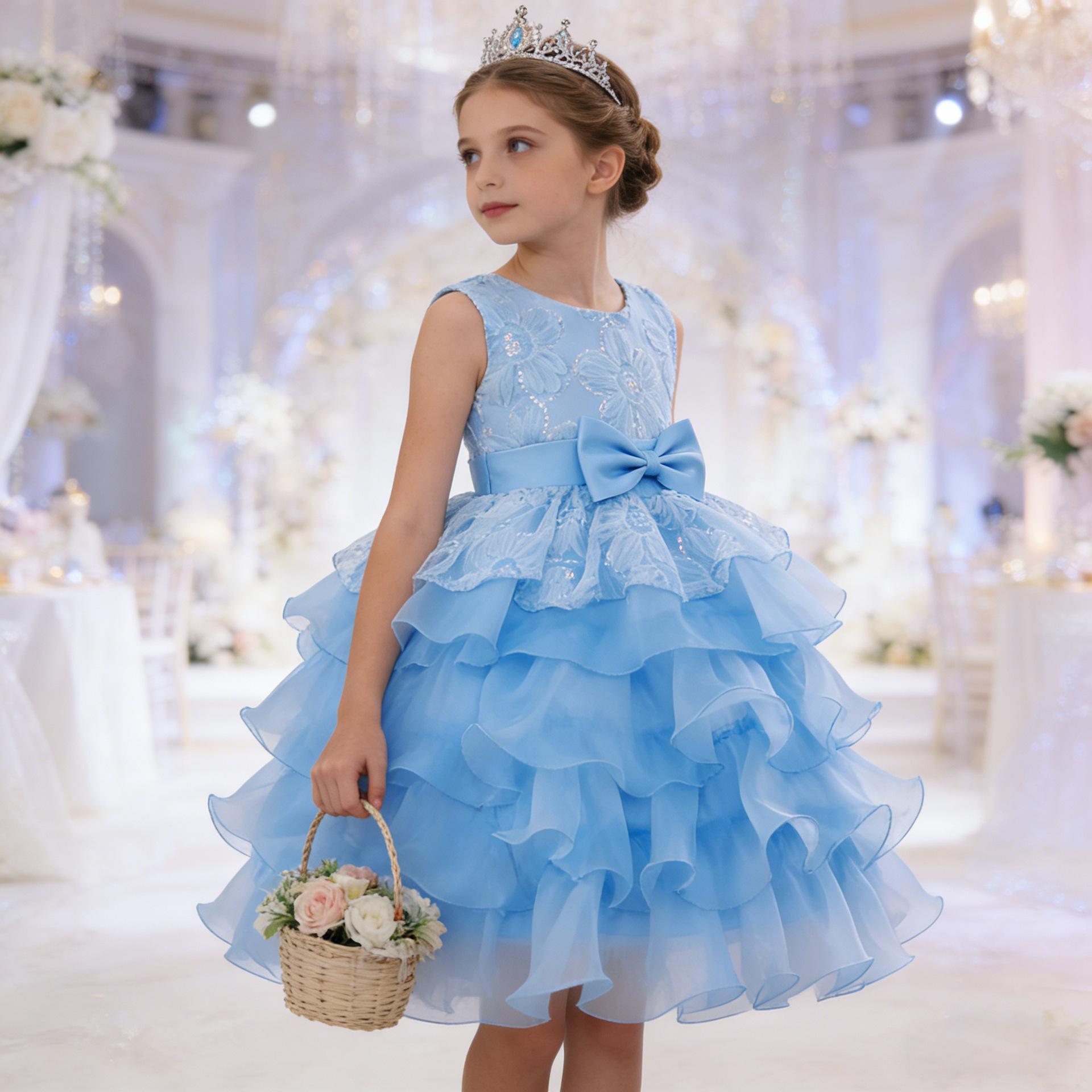 Children s Formal Dress: Sequin Tulle Ball Gown for Girls – First Birthday Party Evening Gown 110cm