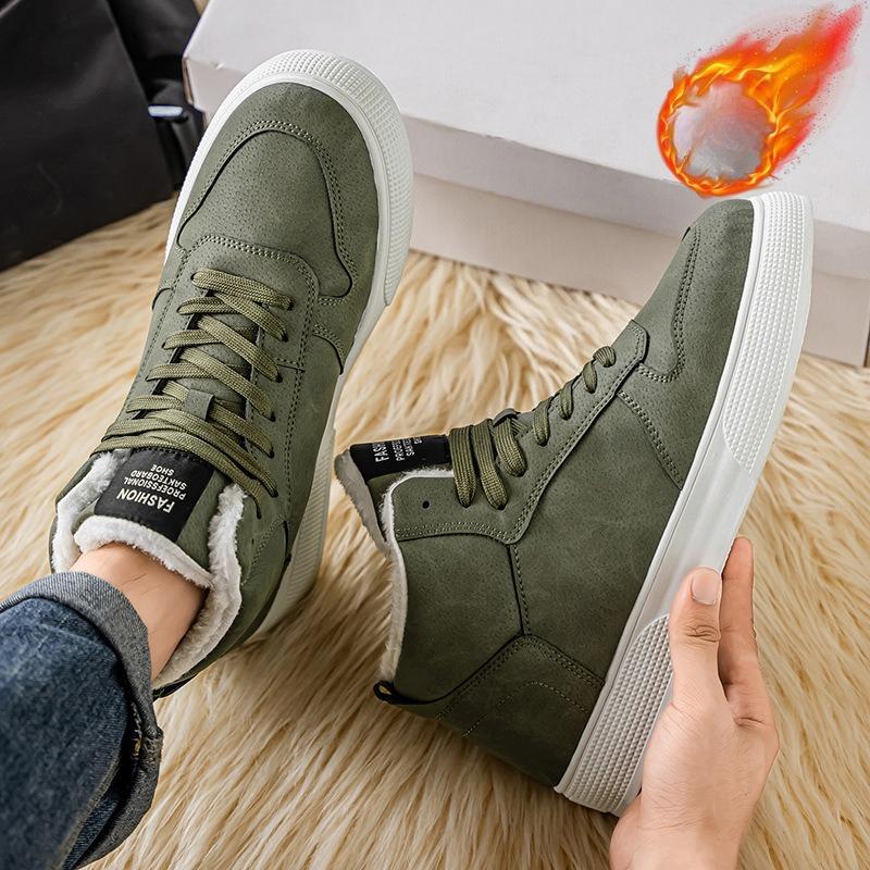 Ανδρικές Μοντέρνες Μεγάλο Μέγεθος Μαλακή Σόλα Αυξημένου Ύψους Χειμερινές Ζεστές Γούνινες Μπότες Χιονιού Με Επένδυση Μποτάκια Αστραγάλου Αντιολισθητικές Πεζοπορίας Casual Αθλητικές Μπότες