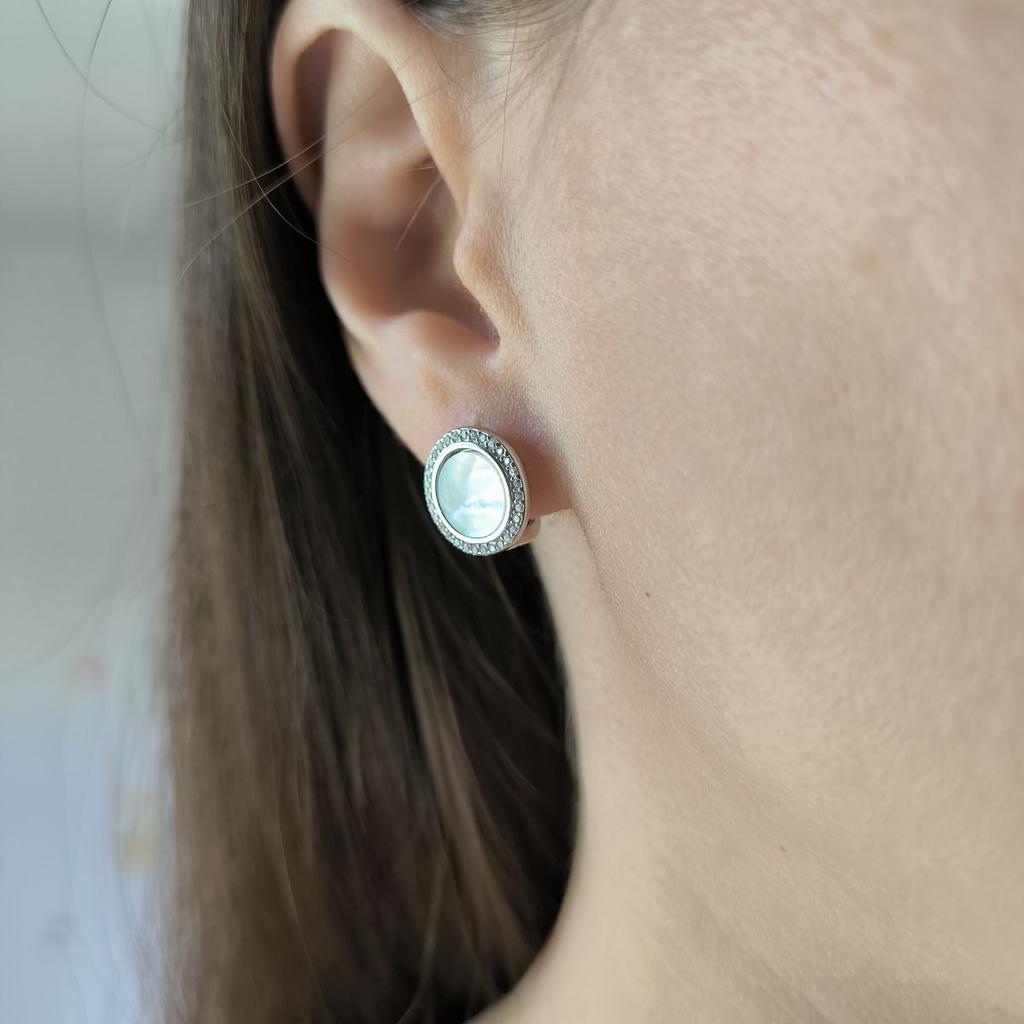 Cercei din argint cu sidef natural, zirconiu cubic (2184843)