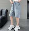 Girls' Summer Denim Shorts - Breathable, Fashionable Capri Pants for Kids