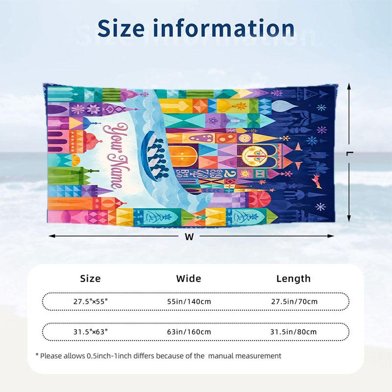 Adventure Journey Theme Beach Towel Personalized Custom Name & Text Soft Quick Dry Beach Towel for Swimming Travel