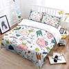Cute Birds And Crown Floral Pattern Duvet Cover Set Digital Print Colorful Polyester Bedding With Zipper Closur For Kids Gifts