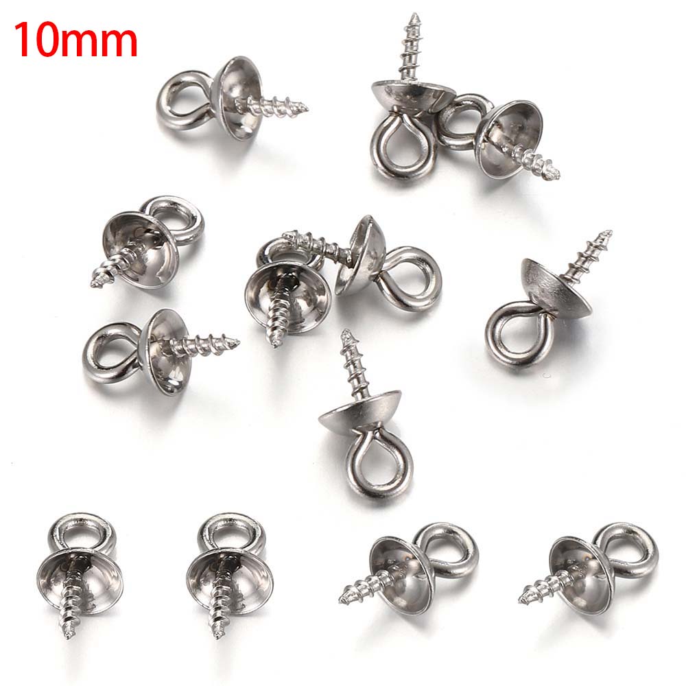 30pcs 50pcs Stainless Steel Flower Screw Eye Pins Bail Top Drilled Bead End Caps Pendant Connector for DIY Jewelry Making Supply