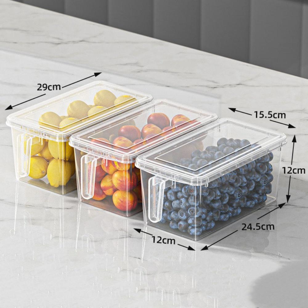 Stackable Food Grade Refrigerator Storage Box With Handle Airtight Fridge Organizer Bins For Food Kitchen Pantry Freezer
