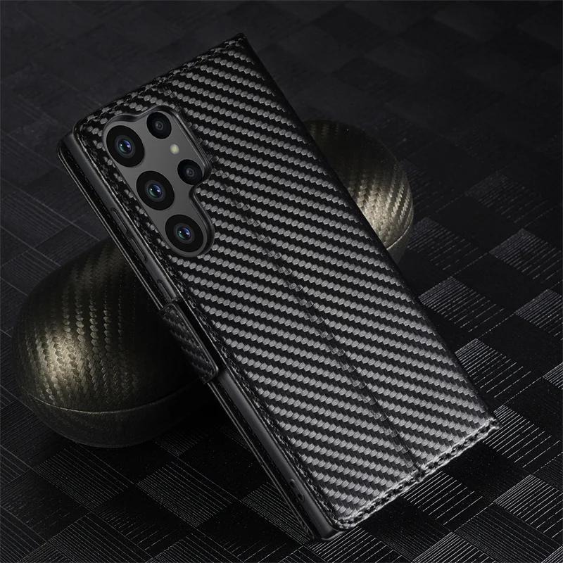 Note20 Ultra Carbon Fiber Magnetic Case for Samsung Galaxy Note 20 Ultra Etui Samsung Note 20Ultra Soft Leather Flip Phone Funda