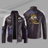 [European size thin] Ram locomotive leather jacket European and American large size men's PU spring and autumn leather jacket