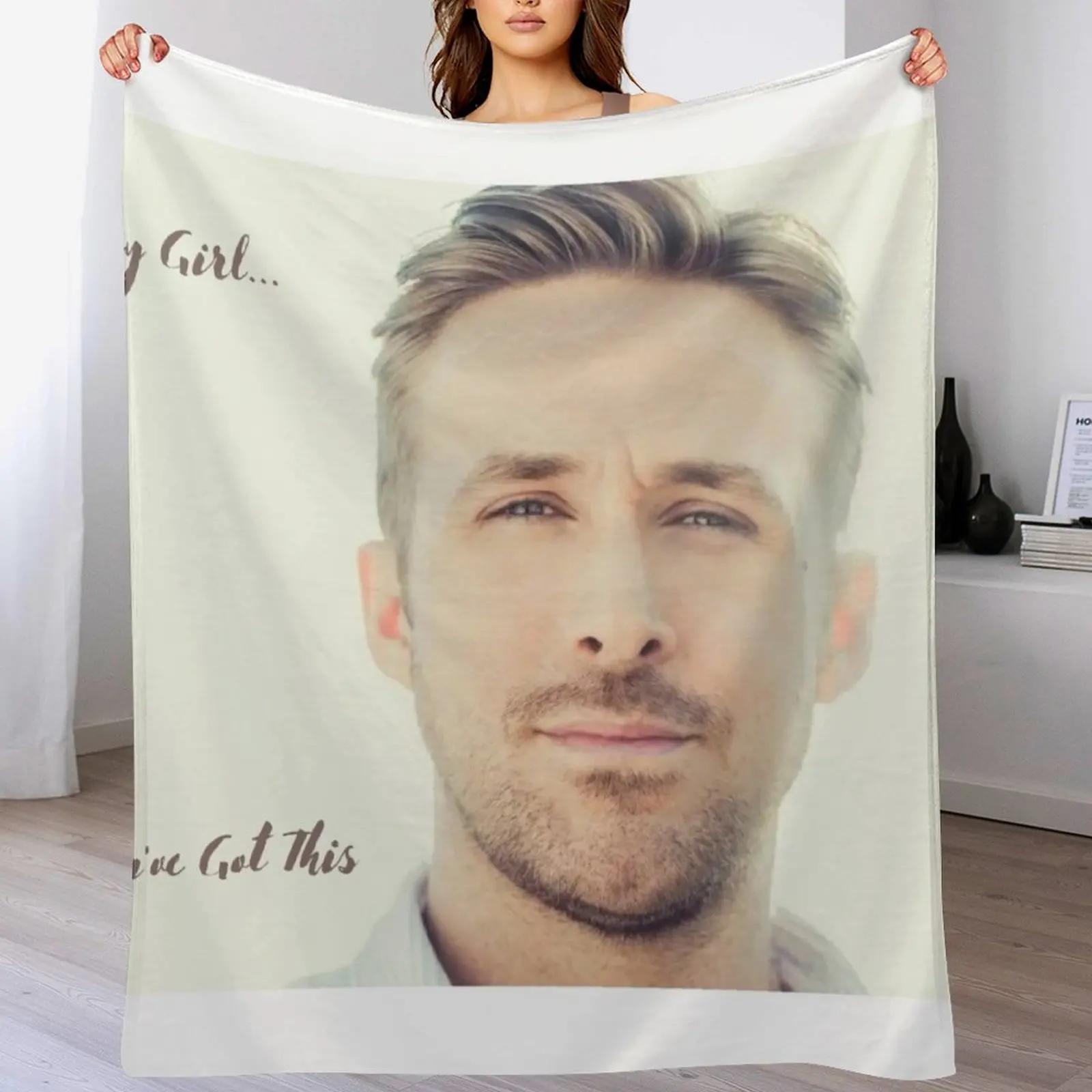 Creative Homewares Unisex White Hey Girl Ryan Gosling Throw Blanket Cozy Warm Blanket For Bed Room Decor