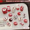 24Pcs Creative Red Apple Resin Nail Charms Flatback Fruit Slices DIY Nail Art Decorations Sweet Accessories for Manicure