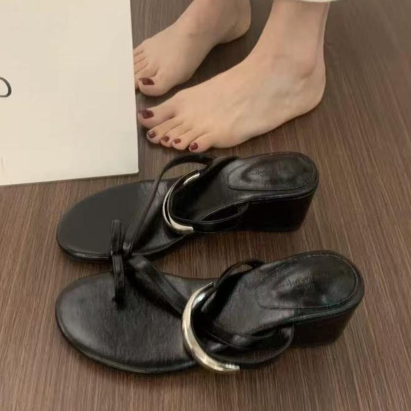 Fashion Summer Women Fashion Slippers Female Casual Clip Toe Wedges Heel Dress Slides Ladies Outdoor Beach Vacation Sandalias Shoes