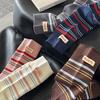 Color Matching Striped Cloth Label Socks College Sub-Casual Medium Tube Socks Cloth Label Versatile Stacking Socks Sports Stockings