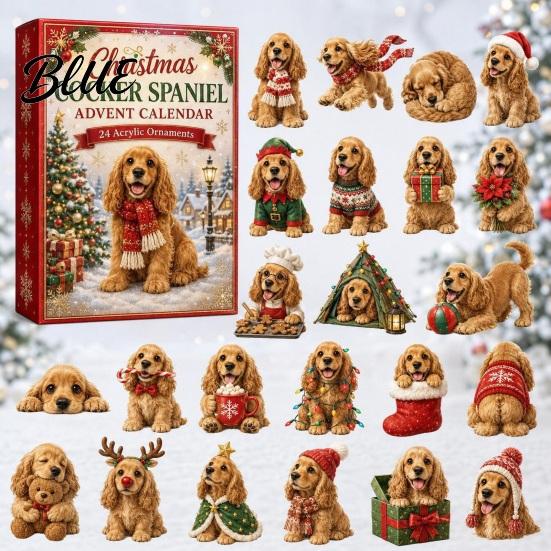 Interactive Holiday Game Animal Advent Calendar 2026 2D Christmas Countdown Box with Toy Acrylic Dog Pendants Festive Tree Hanging Decor Gift