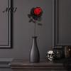 Faux Flower Arrangement Artificial Rose Flower, Gothic Black Red Silk with Suede Petal Long Stem for Halloween Arrangement, Home Wedding Centerpiece