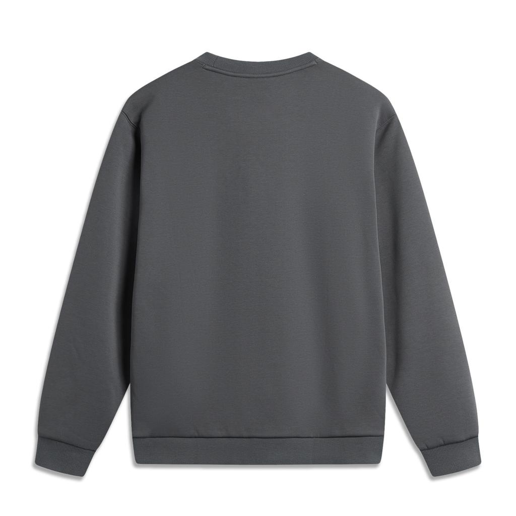 Li Ning Sports Fashion Series Comfortable Casual Round Neck Pullover Simple Loose Fleece Sweatshirt Unisex Sweatshirt Magnetic-Gray AWDUA53-12